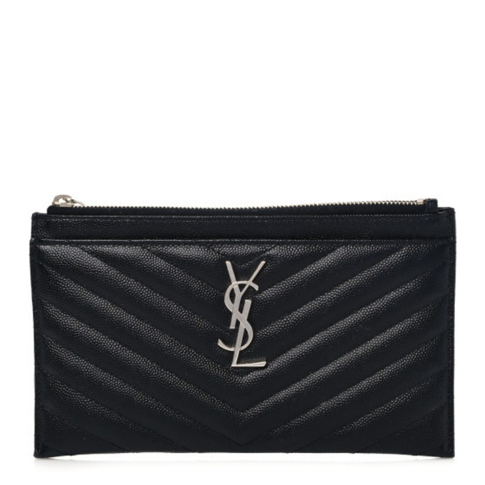 BRAND NEW! YSL CASSANDRE SAINT LAURENT MATELASSÉ ZIPPED POUCH IN GRAIN DE POUDRE - Picture 4 of 16
